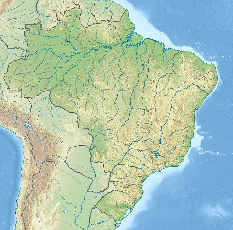 Brazil_location_map.svg: NordNordWest derivative work: Виктор В (talk), Relief Map of Brazil, CC BY-SA 3.0
